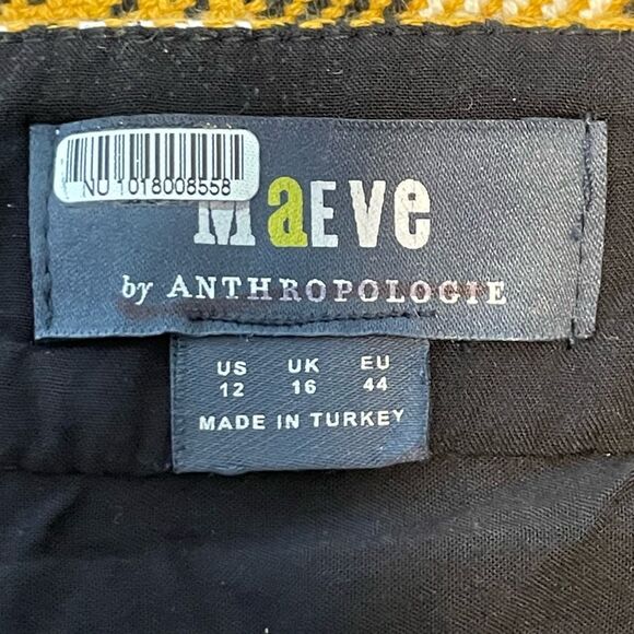 Maeve Anthropologie Clueless Mini Skirt Yellow Black White Tartan Plaid Knit Sz - Picture 8 of 11